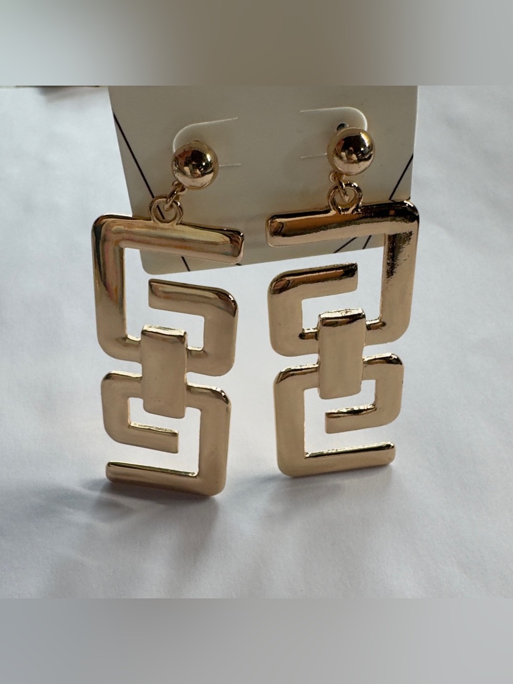 6.6cm Aldo Shiny Gold Geometric Link Drop Earrings